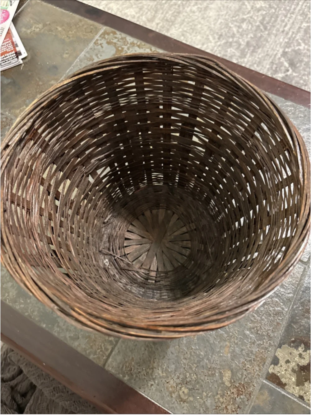 Vintage Boho Wicker Rattan Planter/waste Basket/storage Handmade